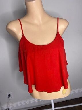Made in USA Ing Red Spaghetti Strap Layered Cami Top